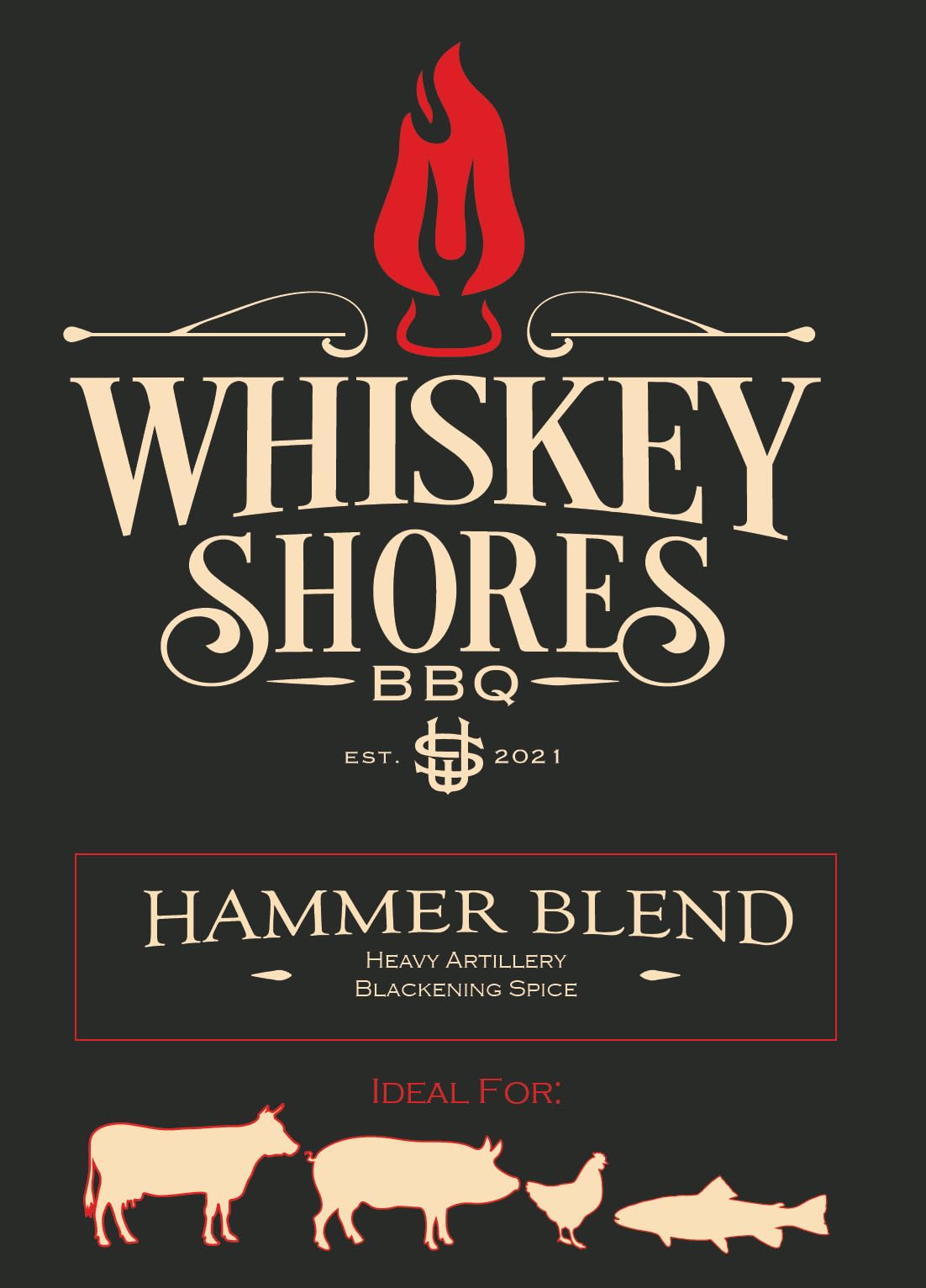 Whiskey Shores Hammer Blend - Cajun Blackening Seasoning for Redfish, Shrimp & Chicken, Cast Iron Creole Spice Rub with Smoky Heat, All Natural, No