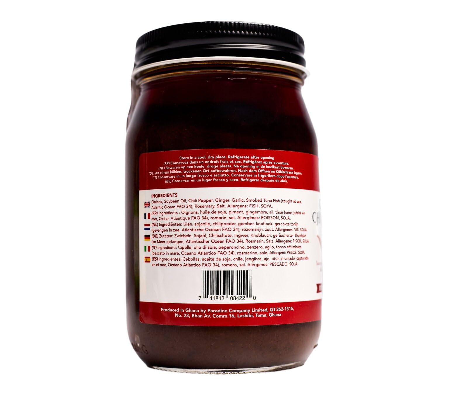 Nana Shito Ghana Chili Sauce - Shito Made with Fresh Chili, Shrimp & Spices, Adds Heat & Flavor to Any Dish, Traditional Ghana Recipe, Resealable Jar