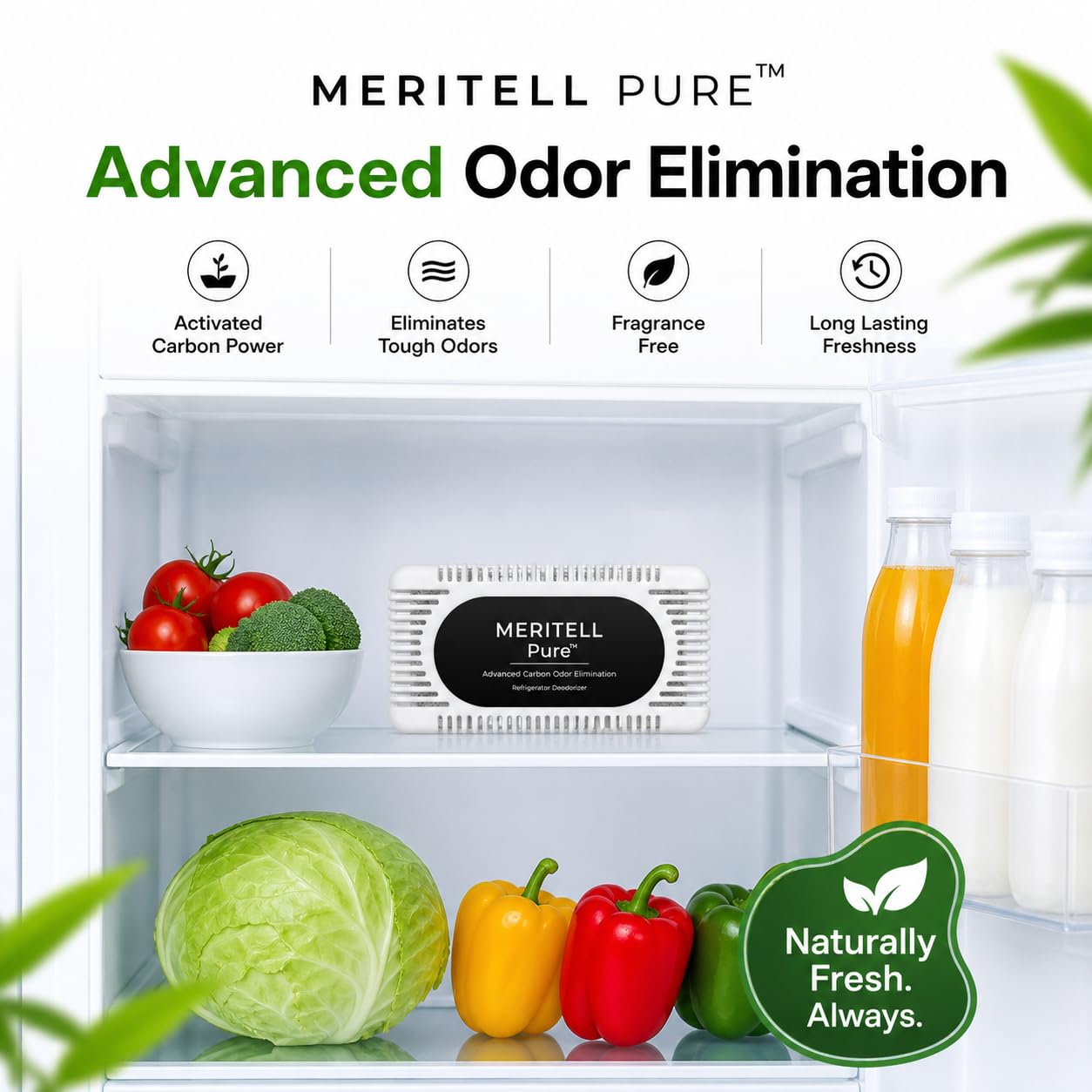 Fridge Deodorizer - Activated Charcoal Refrigerator Odor Eliminator - Long-Lasting Fridge Odor Absorber for Freezer, Cooler & Lunch Box - Baking Soda