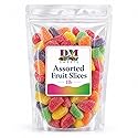 Assorted Fruit Slices - 1 lb of Variety Lemon Cherry Strawberry Orange Bulk Bag of Sugar Coated Chewy Treats