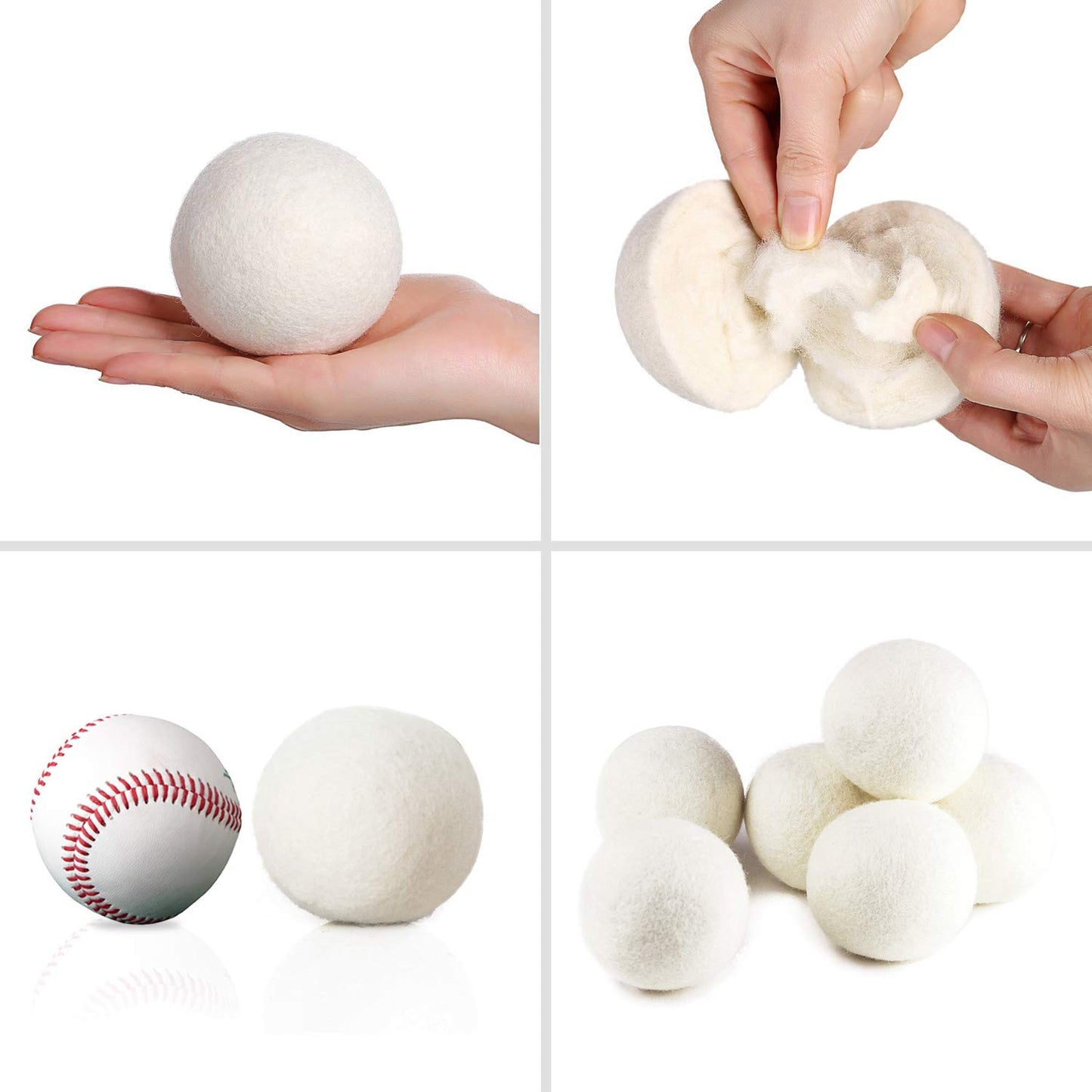 SnugPad Wool Dryer Balls XL Size 6 Pack, Natural Fabric Softener 100% Organic Premium New Zealand Wool, Chemical Free and Reduces Wrinkles, 1000+