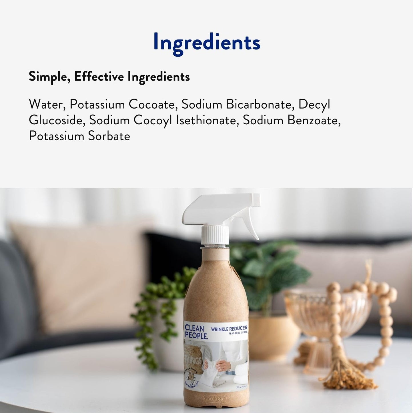 Clean People Wrinkle Reducer Spray - Clean Ingredients - Non-Toxic Formula - Removes Wrinkles, Static, and Odors - Unscented - Fabric Safe - 16oz…