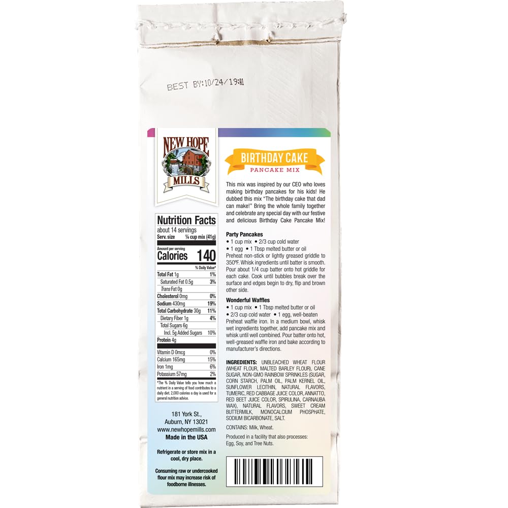 Birthday Cake Pancake Mix by New Hope Mills - No Synthetic Colors or Flavors: Celebrate Deliciously! - 20oz