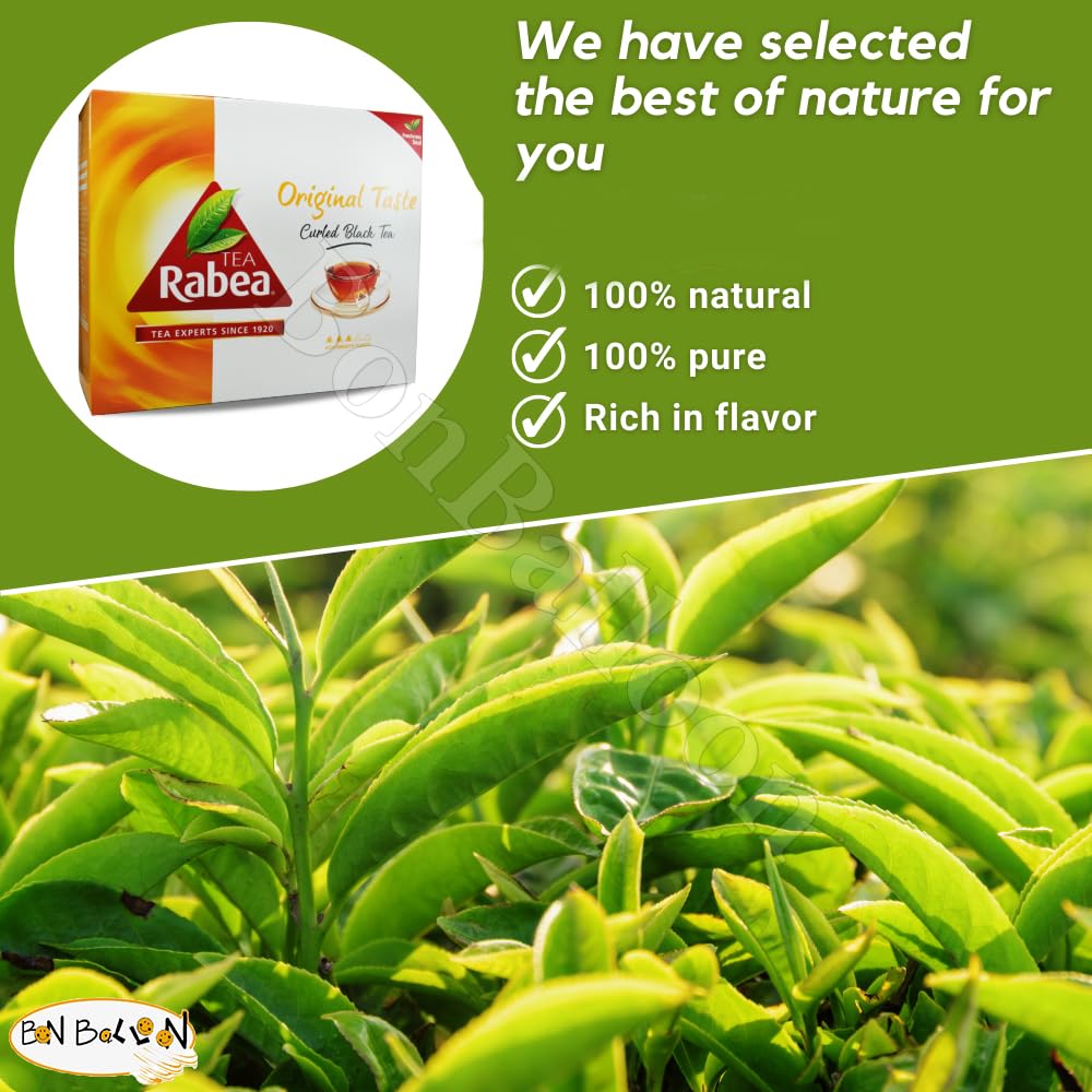 Original Taste Black Tea Rabea Bags Teas (100 Tea Bag) Kenyan Indian Pure Traditional Arabian Saudi Arabia Strong Rich Pure Oriental Natural Taste