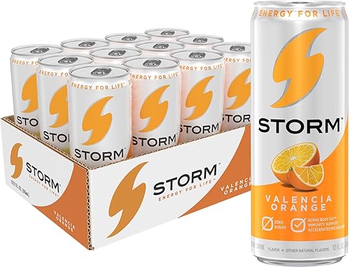 STORM Valencia Orange, Fitness & Wellness Energy Drink, 12 Fl Oz (Pack of 12)