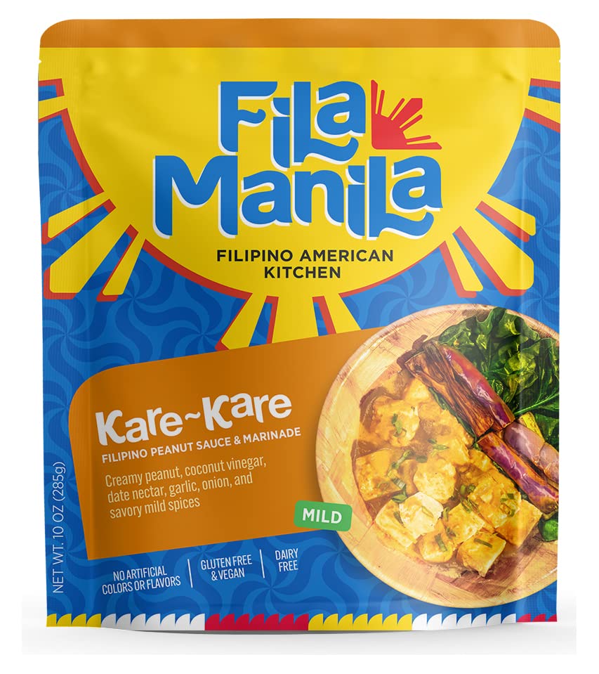 Fila Manila Kare-Kare - Filipino Peanut Simmer Sauce & Marinade - Savory Peanut, Garlic, & Onion, 8 oz pouch, NO MSG Added, Vegan, Gluten Free, Dairy