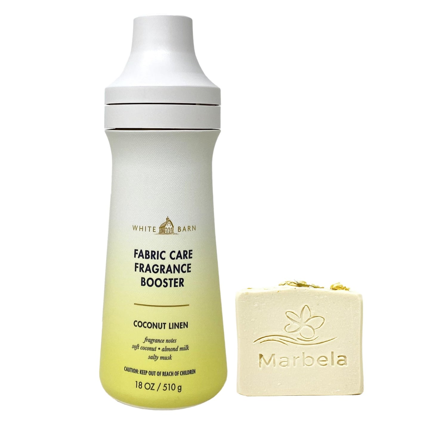 Bath & Body Works Coconut Linen Fabric Care Fragrance Booster with a Wild Jasmine Bar Soap - Full Size