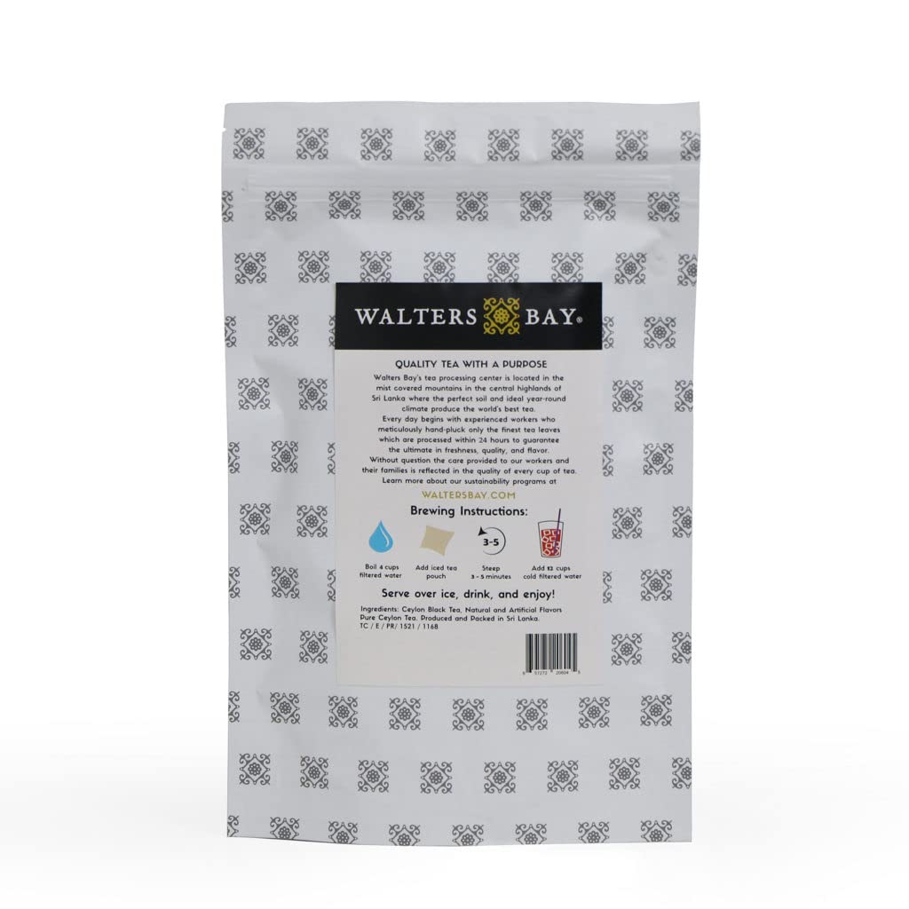 Walters Bay Raspberry Iced Tea, 18 Count, Gallon Sized Tea Bags, Wholesale Ceylon Tea, Unsweetened, Raspberry Flavored, 100% Hand Plucked, Black Tea