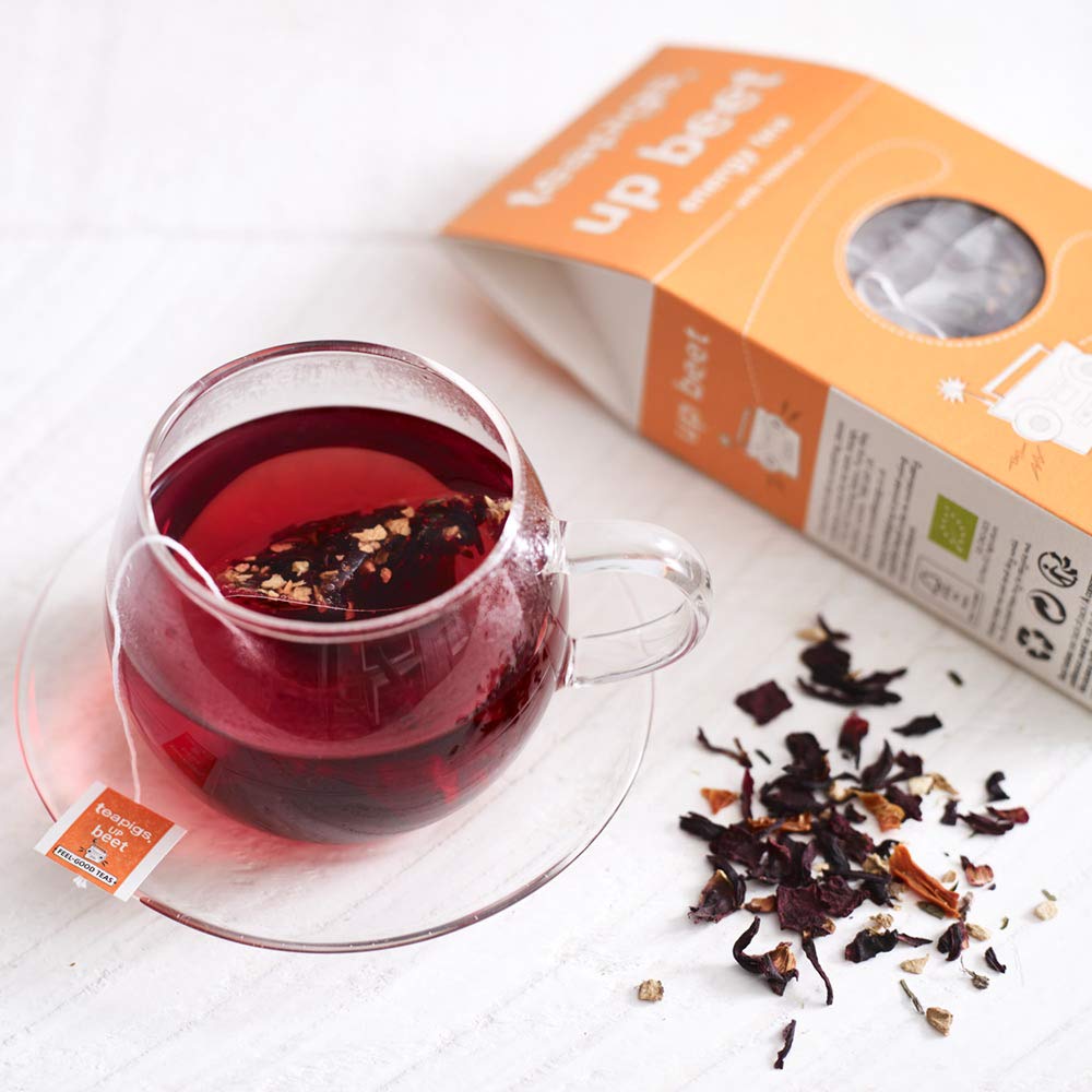 Teapigs Organic Up Beet Tea Made With Whole Tea Leaves, Natural Ingredients, Non-GMO, Energy Boosting Hibiscus – 15 Count (1 Pack of 15 Tea Temples)