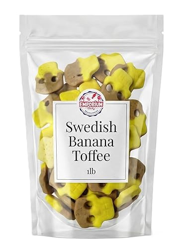 Swedish Candy - Banana Toffee Skull Shaped - Gourmet Soft Sweet Gummy Candy - Vegan, Gluten Free - Fresh Scandinavian Style - 1 lb