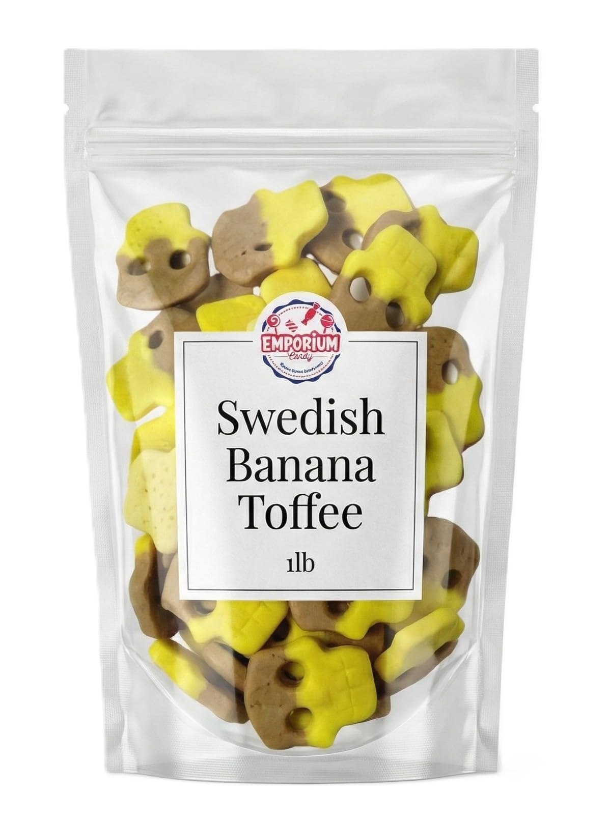 Swedish Candy - Banana Toffee Skull Shaped - Gourmet Soft Sweet Gummy Candy - Vegan, Gluten Free - Fresh Scandinavian Style - 1 lb