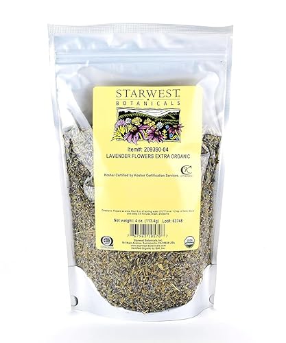 Starwest Botanicals Organic Dried Lavender Flowers Extra Grade, 4 Ounces