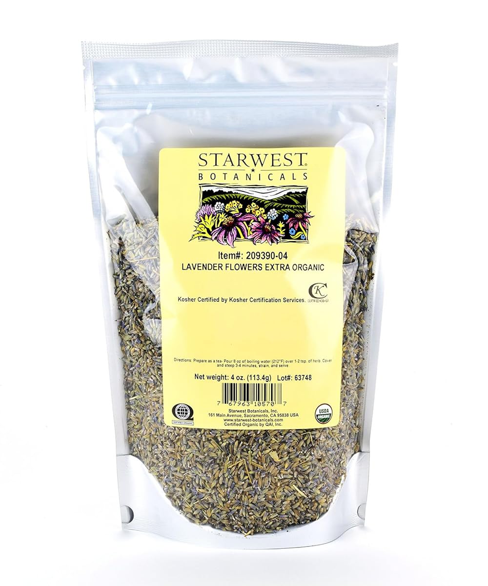 Starwest Botanicals Organic Dried Lavender Flowers Extra Grade, 4 Ounces