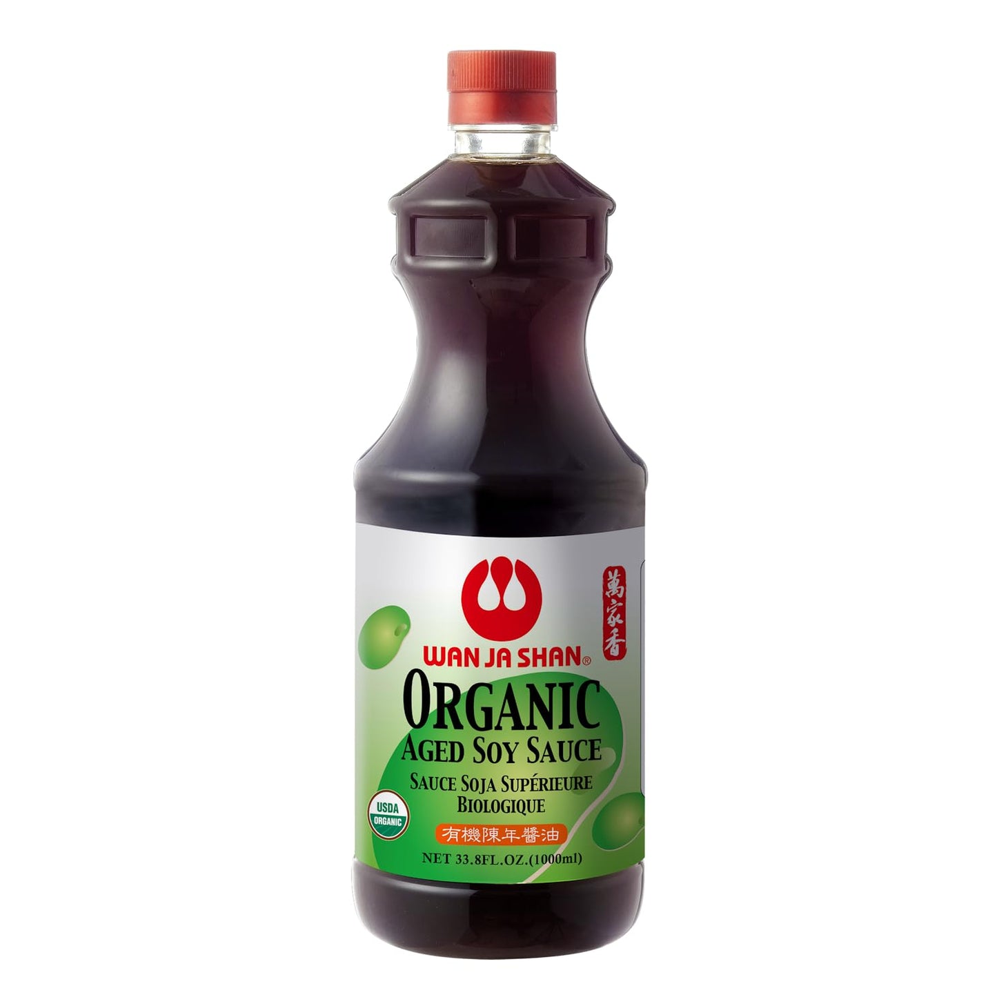 Wan Ja Shan Organic Aged Soy Sauce 33.8 oz - K-Parve, Naturally Brewed with Organic Soybeans | Rich, Slow-Aged Flavor | Non-GMO, No MSG, Traditional