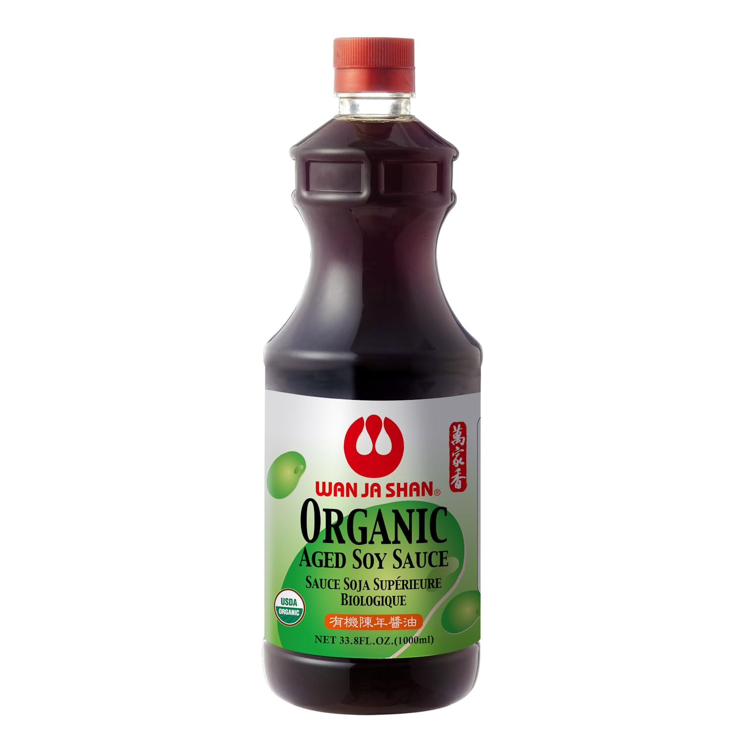 Wan Ja Shan Organic Aged Soy Sauce 33.8 oz - K-Parve, Naturally Brewed with Organic Soybeans | Rich, Slow-Aged Flavor | Non-GMO, No MSG, Traditional