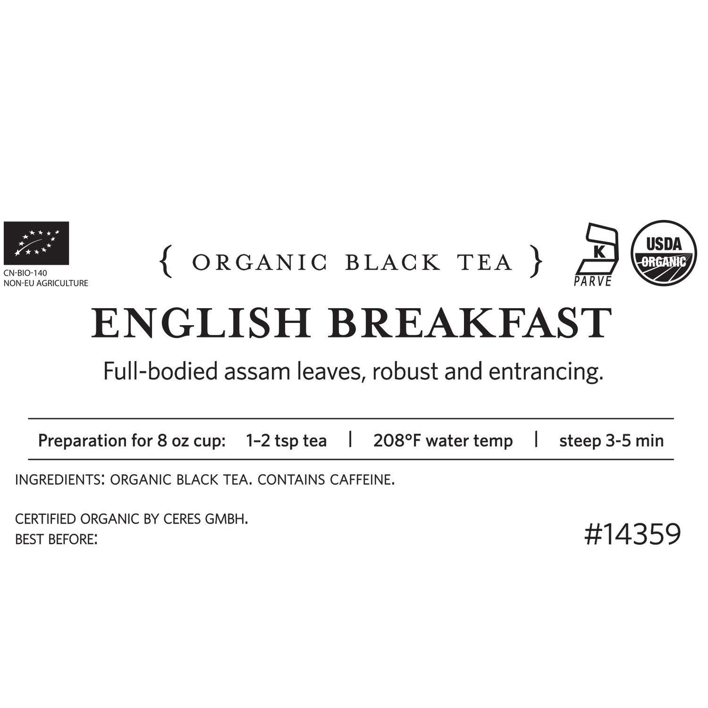 Tea Forte Premium Loose Leaf Tea Blend, Resealable 1 Pound Bag, Makes 160-175 Cups, English Breakfast Tea