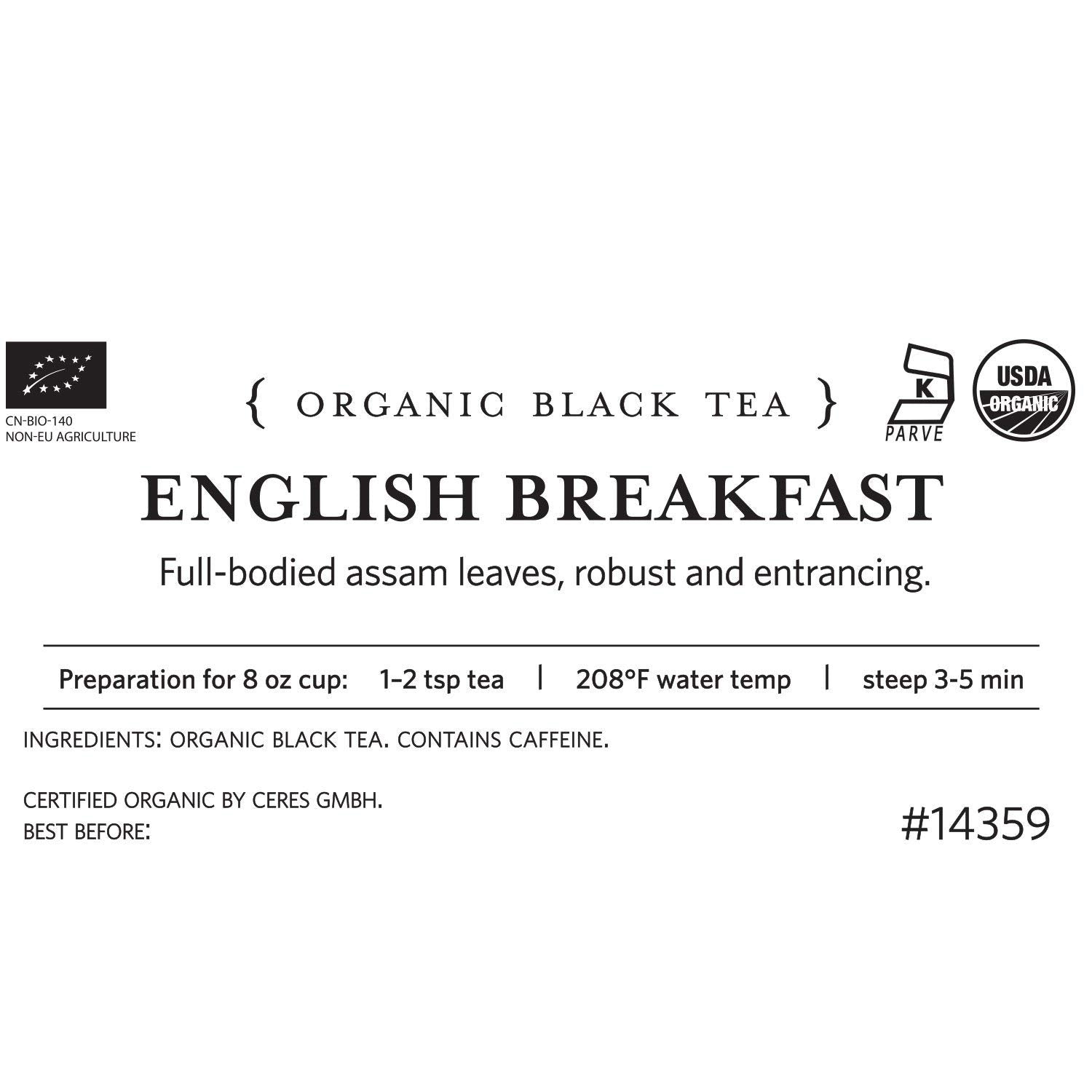 Tea Forte Premium Loose Leaf Tea Blend, Resealable 1 Pound Bag, Makes 160-175 Cups, English Breakfast Tea