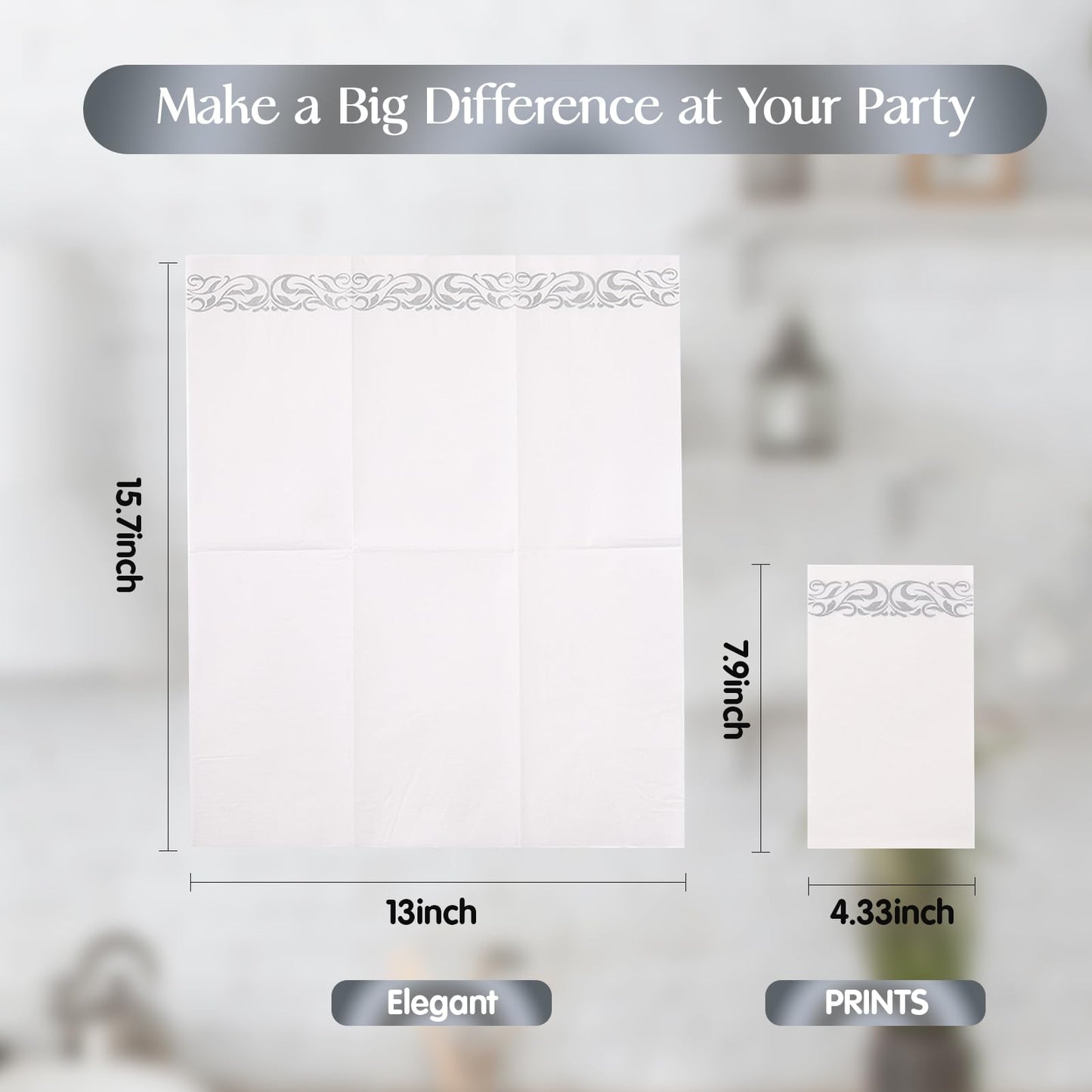 Vplus 400 Pack Paper Napkins Guest Towels Disposable Premium Quality 3-ply Dinner Napkins Disposable Soft, Absorbent, Perfect for Kitchen, Wedding