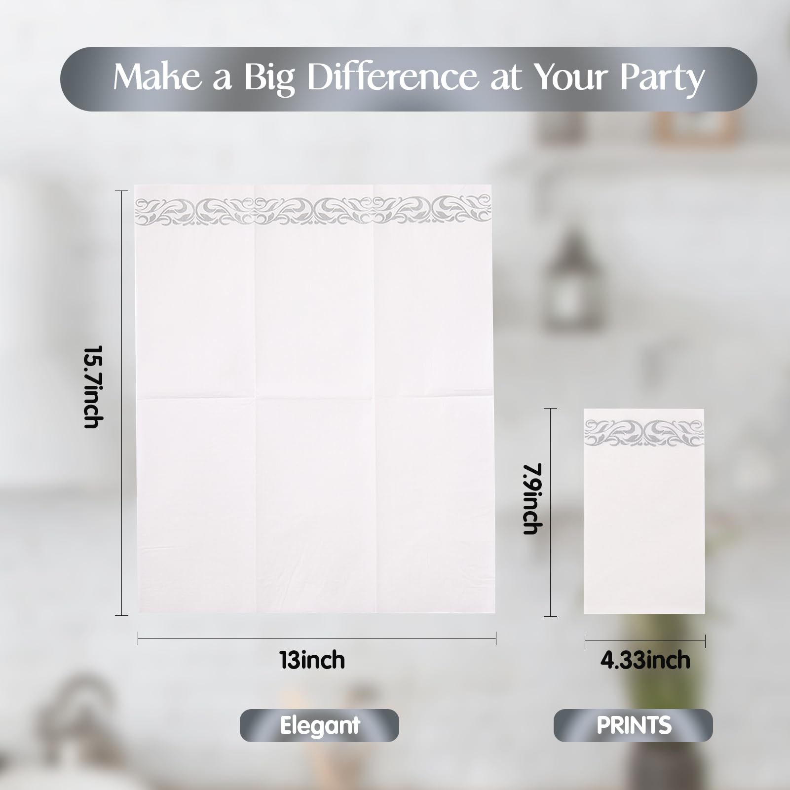 Vplus 400 Pack Paper Napkins Guest Towels Disposable Premium Quality 3-ply Dinner Napkins Disposable Soft, Absorbent, Perfect for Kitchen, Wedding