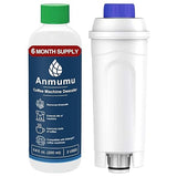 Anmumu Delonghi* Compatible Descaling Kit with 1 Pack Coffee Filter Replacements,Includes Descaling Solution(200ML)&DLSC002 Water Filters,Fits