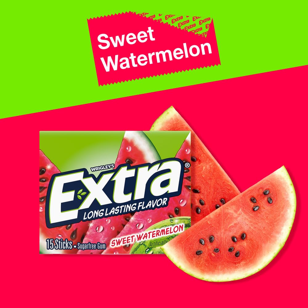 WRIGLEYS EXTRA FRUIT SENSATIONS SWEET WATERMELON CHEWING GUM SUGAR FREE STICK RP 15 CT