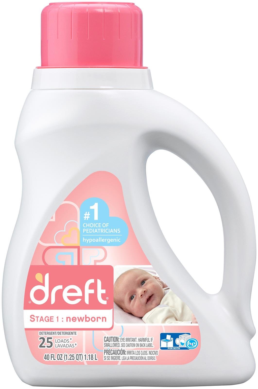 Dreft Stage Newborn Liquid Laundry Detergent, White, Baby Blossom, 40 Fl Oz