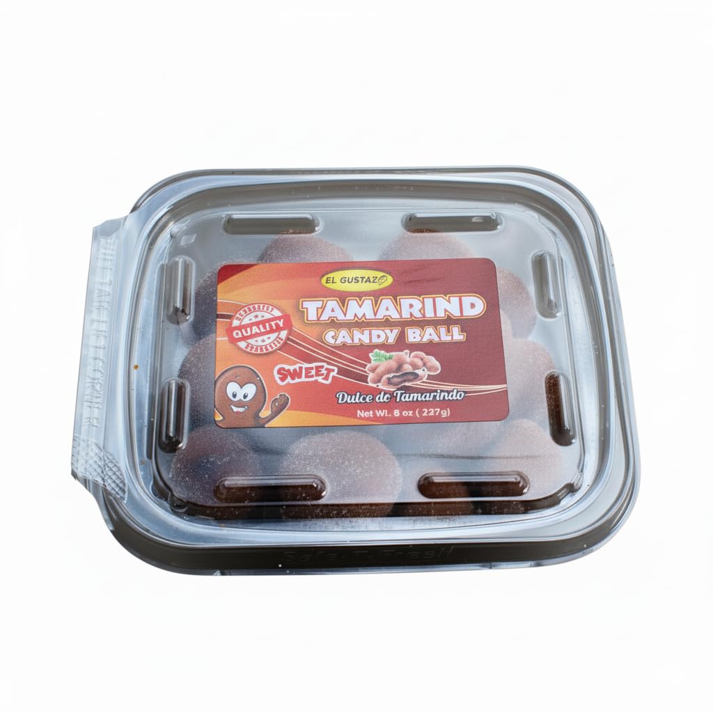 El Gustazo Tamarind Balls Candy, Dulce de Tamarindo Natural, Sweet & Tangy Flavor, 8 oz Pack