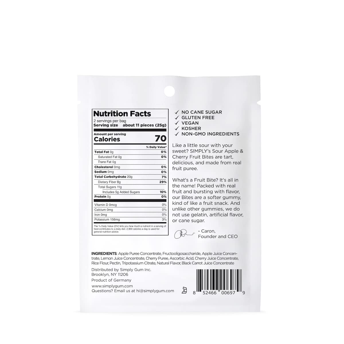 Simply Gum, Sour Apple and Cherry Fruit Bites, 1.8 Ounce