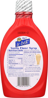 Foxs U Bet Vanilla Syrup, 20 Ounce - 12 per case.