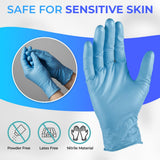 PureLife Medical Gloves Disposable Latex free - Blue Nitrile Gloves, Powder-free and Non Sterile- Food safe, and Cleaning (Medium) (100 Pack)