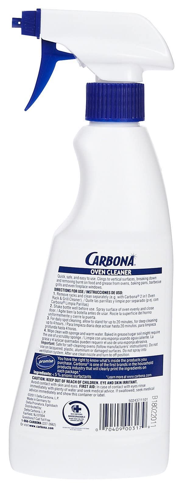 Carbona Oven Cleaner | Grease & Stain Fighting Formula | Odor Free | 16.8 Fl Oz Each, 1 Pack