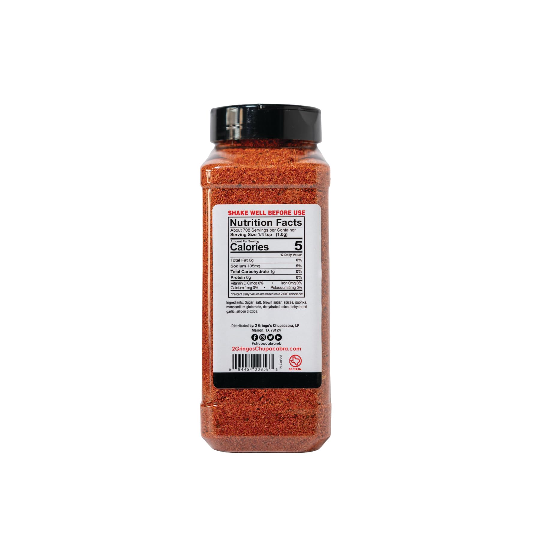 2 Gringos Chupacabra Ribnoxious Rub, 25 Ounce Bottle