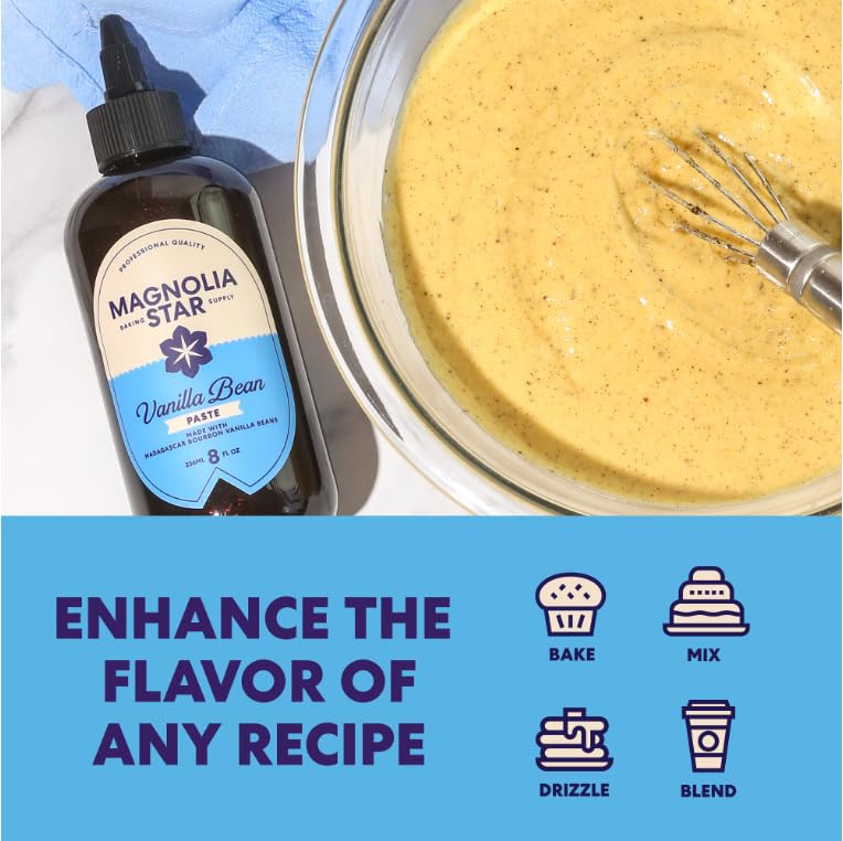 Magnolia Star Vanilla Bean Paste, 16 oz (2 Ct), Madagascar Bourbon Vanilla Beans, Vanilla Paste for Baking, Squeeze Bottle, Non-GMO, Vegan