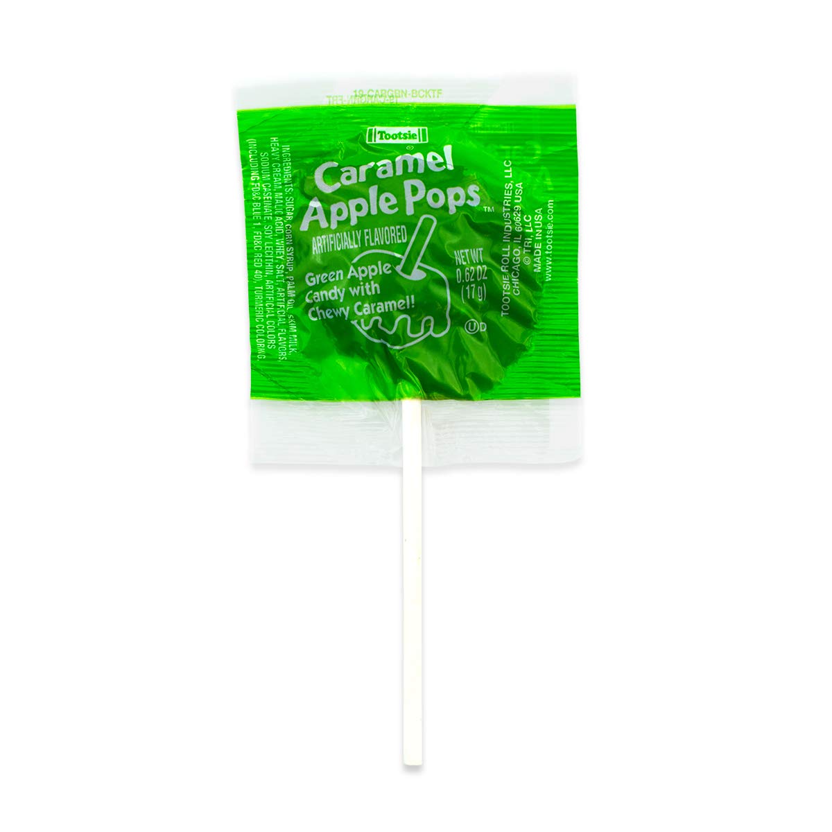 Tootsie Roll Caramel Apple Pops - Caramel Covered Green Apple Candy Lollipops - Bulk Gluten Free Candy - 1 Display Box Package - 48 Count