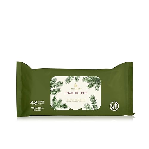 Thymes Frasier Fir All-Purpose Cleaning Wipes - Multi-Purpose Cleaning Wipes - Safe for Countertops, Walls, and Other Non-Porous Surfaces - Cruelty