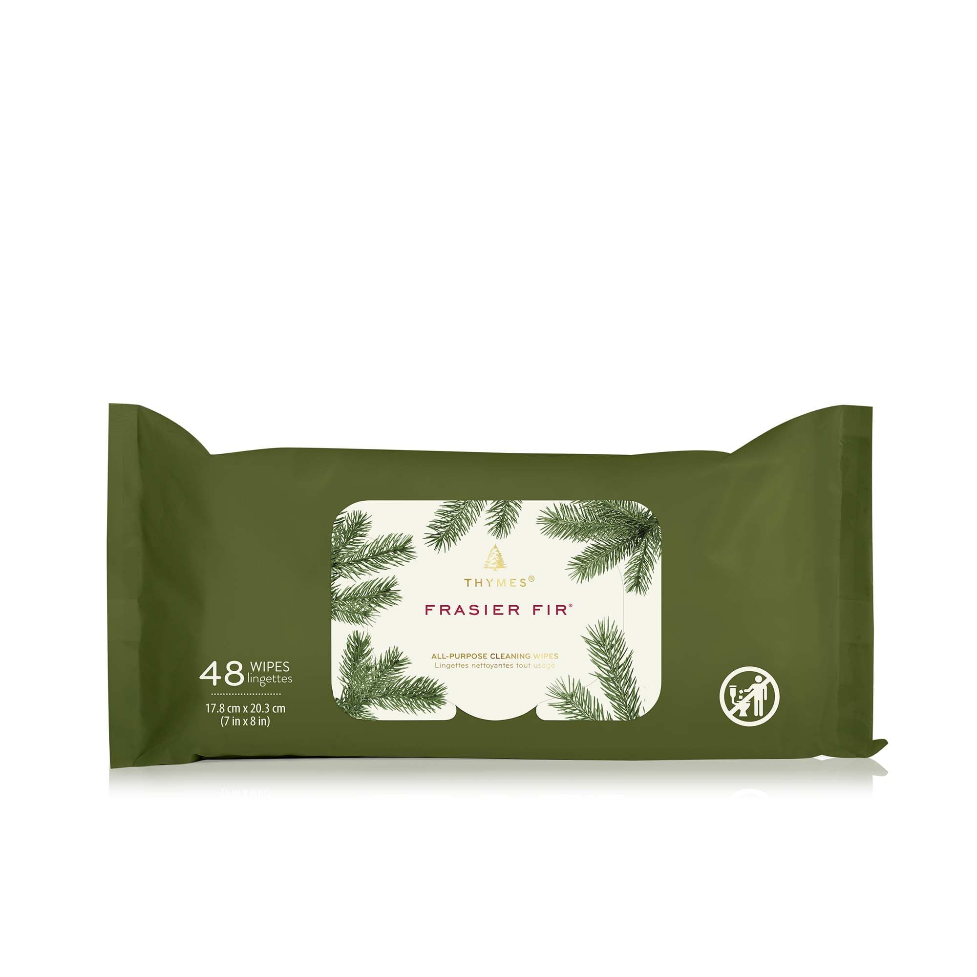 Thymes Frasier Fir All-Purpose Cleaning Wipes - Multi-Purpose Cleaning Wipes - Safe for Countertops, Walls, and Other Non-Porous Surfaces - Cruelty