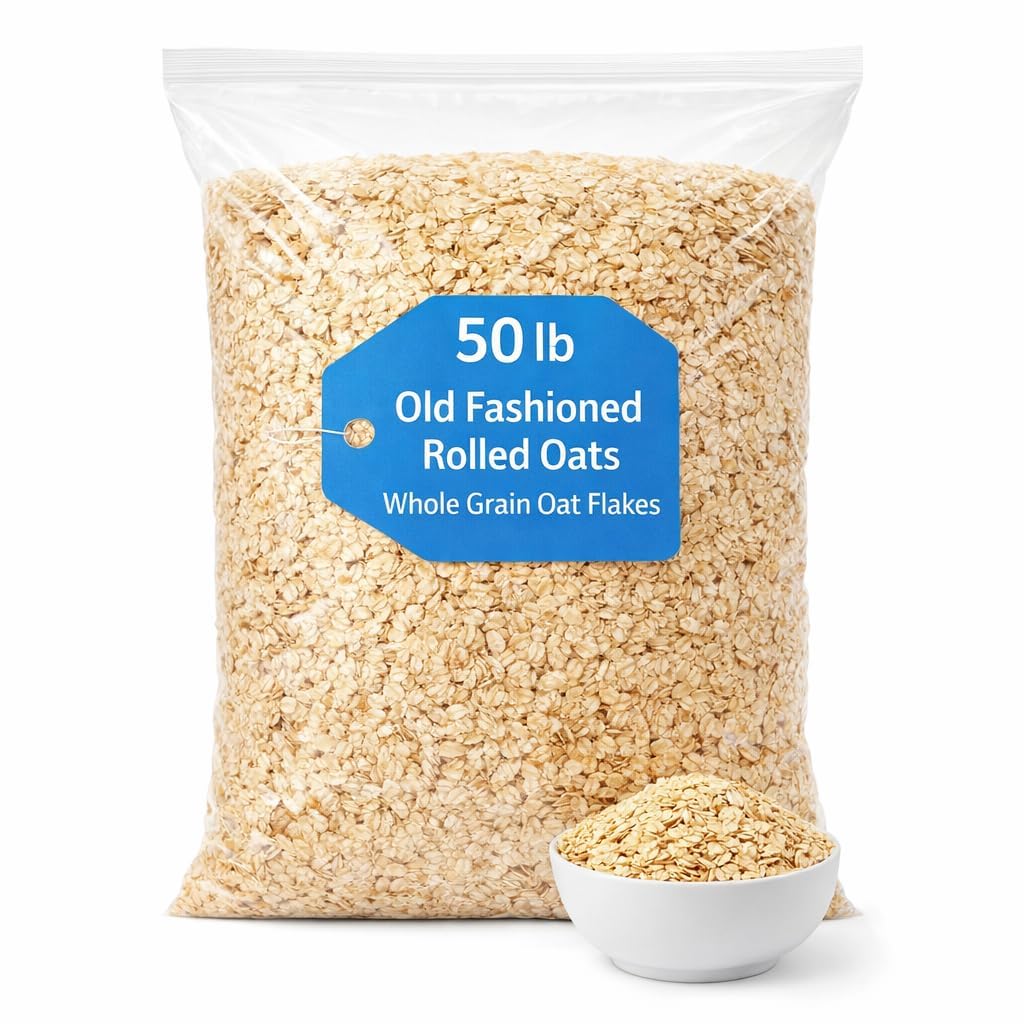 Regular Rolled Oats Bulk 50 LB Whole Old Fashioned Oat Flakes for Baking Cooking Hot Cereal and Food Service 384097