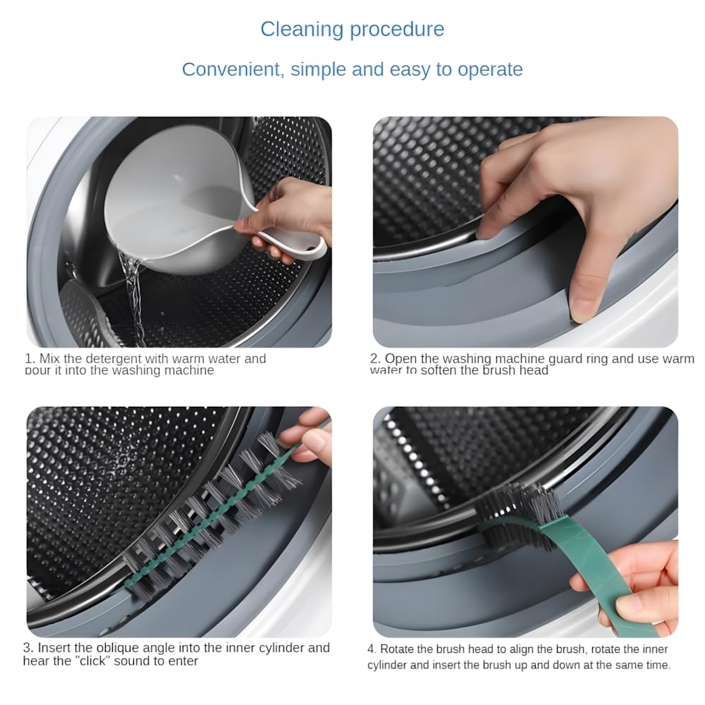 3 Pack Washing Machine Cleaning Brush - Deep Cleaning Tool for Washing Machine Drums, 0.8 * 23.6in, Durable & Flexible 360° Nylon Bristles
