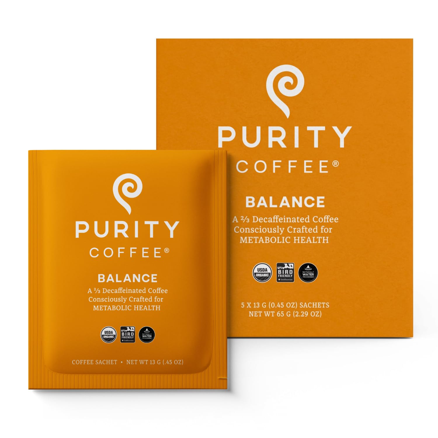 Purity Coffee BALANCE 2/3 Decaf Medium Roast Single Serve Sachets 5ct