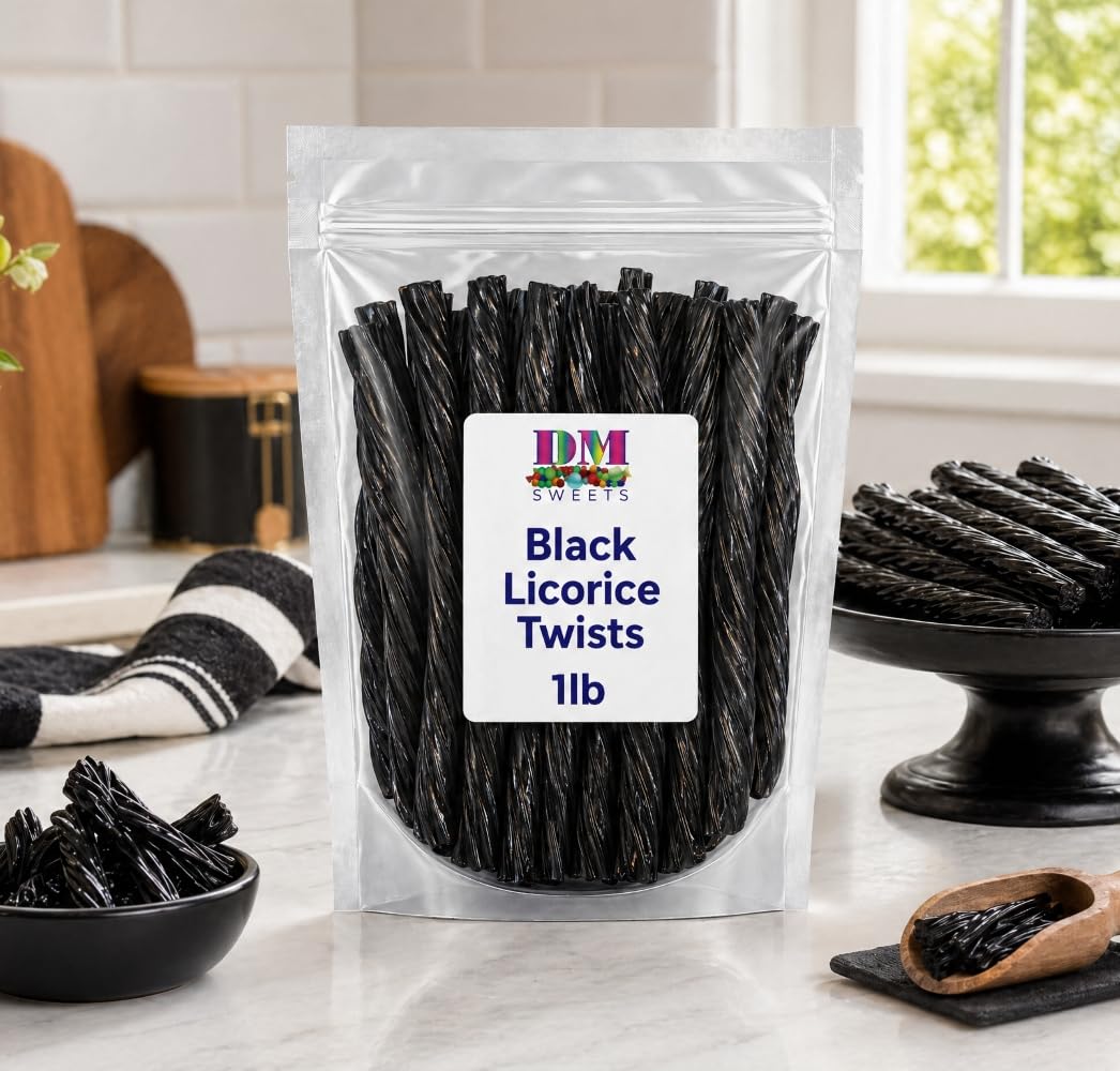 Black Licorice Twists - 1 lb Bag of Classic Soft & Chewy Licorice Candy - Bold Old?Fashioned Flavor - Fresh, Premium Quality Twists