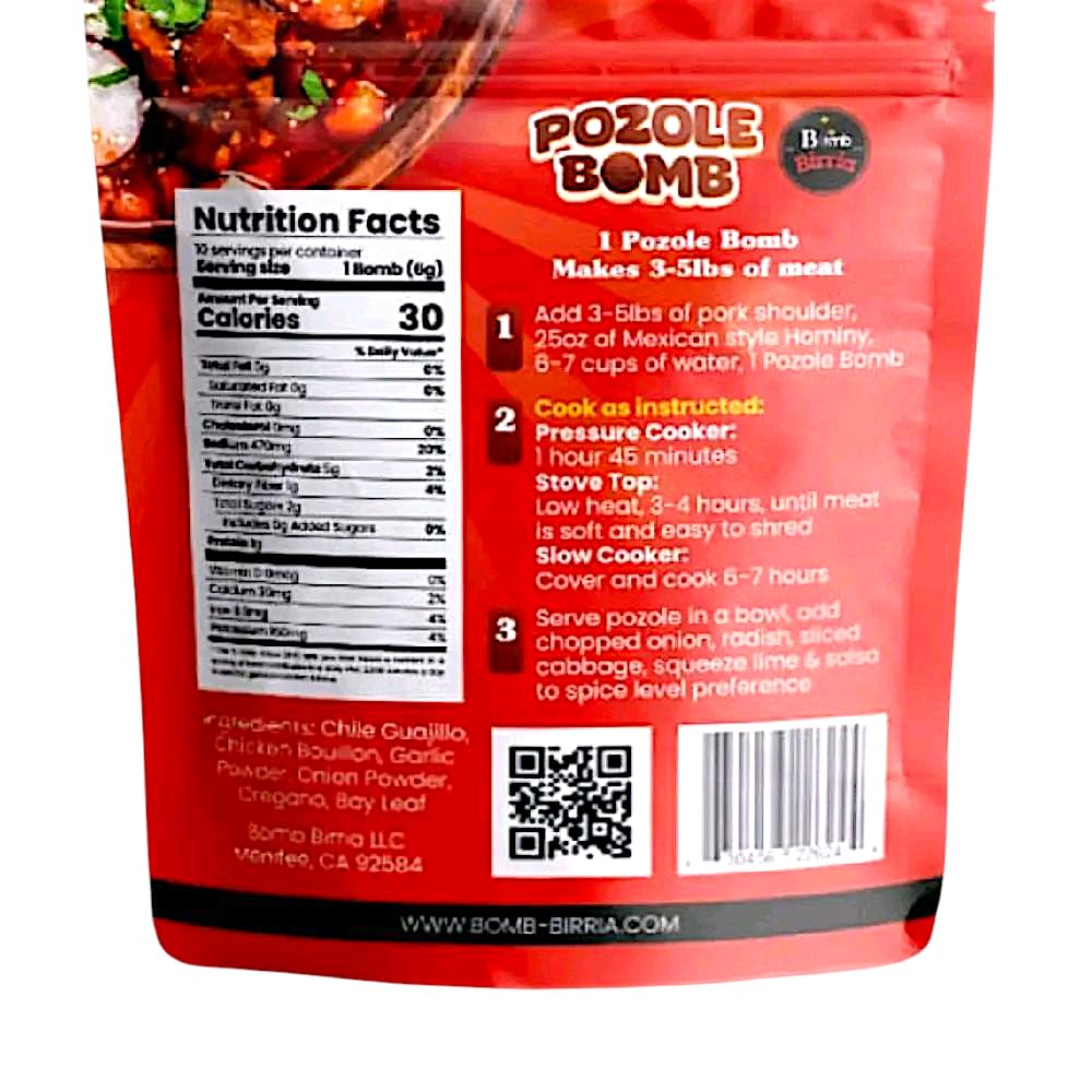 Bomb Birria Pozole Seasoning Bomb, Authentic Mexican Soup Seasoning, 2 Bombs Pack - Traditional Pozole Made with Real Chiles, Herbs & Spices with ZERO