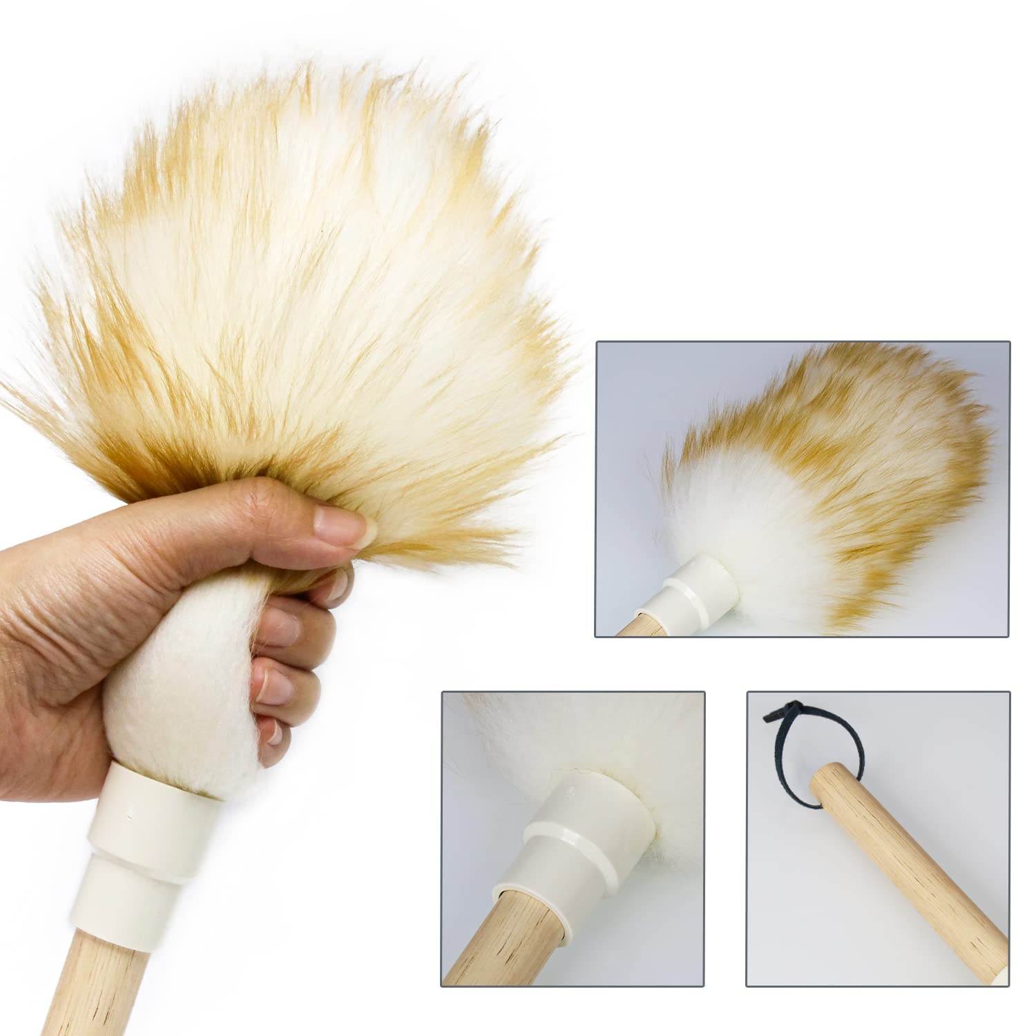 Wool Lambswool Cleaning Brush Duster,Wood Handle,Hanging Rope,Anti-Static,Comfortable Grips, for Piano,Guitar and Other Stringed Instruments