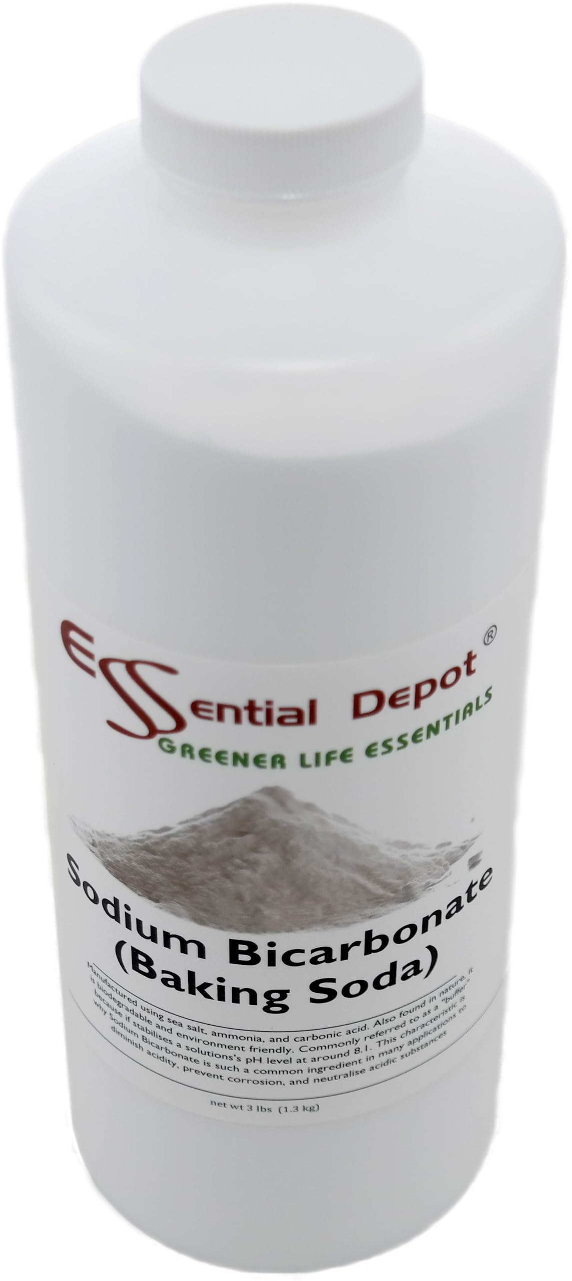 BAKING SODA - SODIUM BICARBONATE - 3 lbs - Minimum 99% Bicarbonate (NaHCO3) - Food Grade - Safety Sealed HDPE Container with Resealable Cap