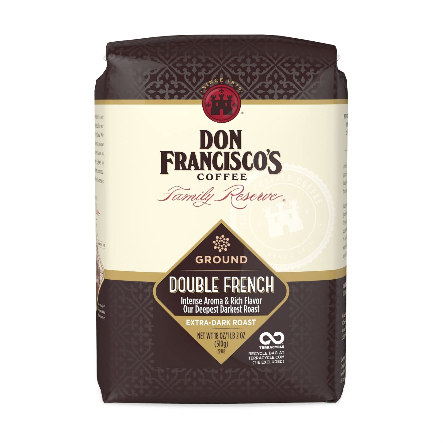 Don Francisco's Double French Ground Coffee, Dark Roast - 100% Arabica Coffee, 18 oz Bag