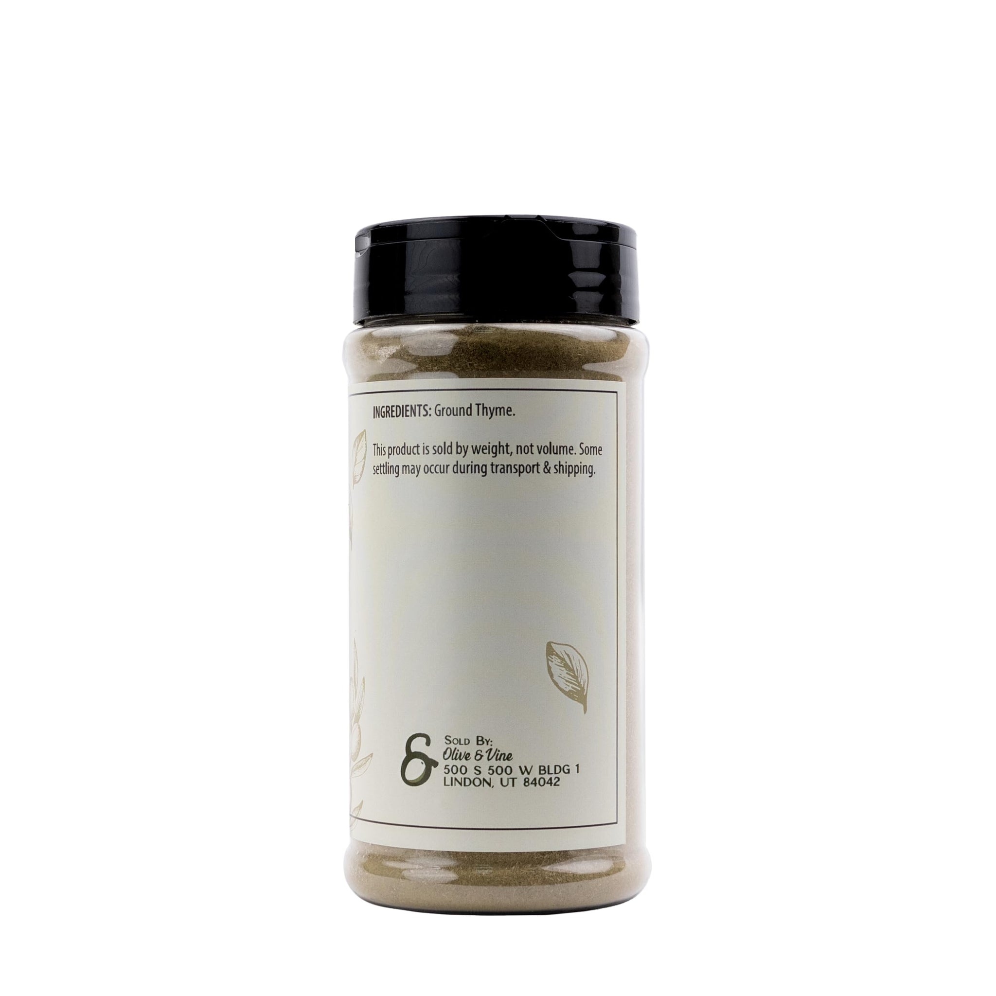 Olive & Vine Ground Thyme, Earthy & Aromatic, Seasoning for Roasts, Soups, and Stews, with Rich Tradition, Authentic Taste, For Global Recipes (4.96