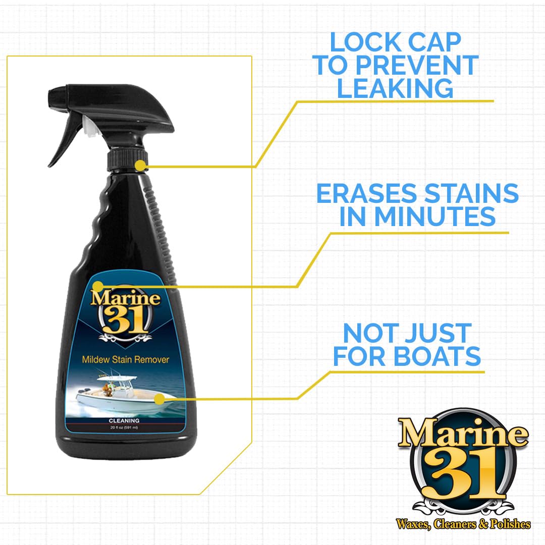 Marine 31 Mildew Stain Remover & Cleaner | Effective for Boats, Homes, Patios, Bathrooms & Showers | Removes Mold & Mildew Stains | Combo Pack |