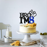 Bro I'm 8 Cake Topper- 8th Birthday Cake Picks, Officially Teenager Cake Topper, Boy 8th Birthday Cake Decorations - 8 Years Old - Big Brother 8th