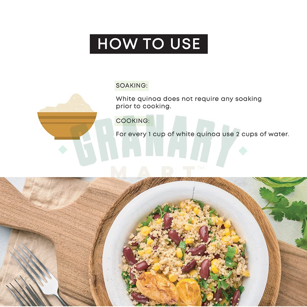 Natural White Quinoa by Granary Mart - Protein-Rich Whole Grain - Wholesome and Nutritious - Rice Alternative - GMO & Gluten Free - Affordable Bulk Rate - 25 lbs. Bulk Bag