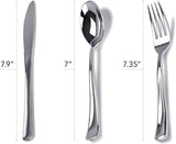 Pre-Rolled Dinner Napkin and Cutlery, Silver/Metallic Plastic (30 Sets)