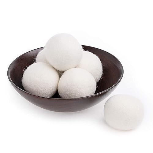 Friends Forever Wool Dryer Balls 6-Pack XL Wool Laundry Balls for Dryer as Reusable Natural Fabric Softener, Dryer Sheets, Saves Drying Time & Reduces